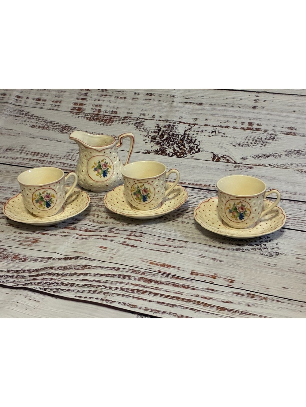 Vintage 1930s Moriyama Japan Porcelain Tea Set Pieces - 7pc